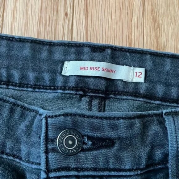 Levi's Jeans Womens 12 Gray Charcoal Mid Rise Skinny Cotton Ladies - Picture 6 of 12